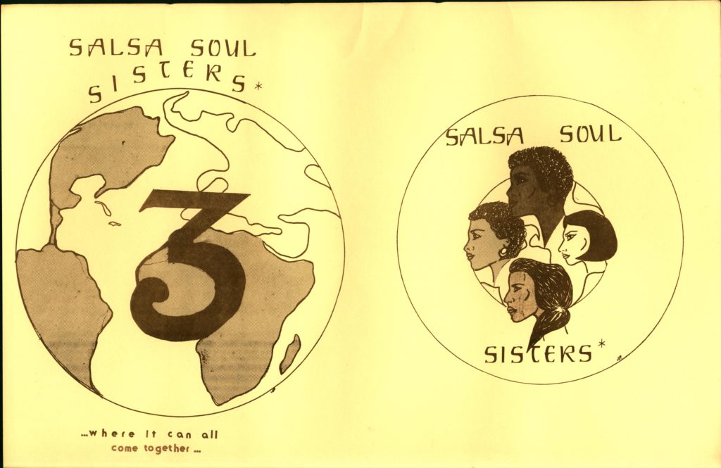 On the left of the graphic, a planet Earth is drawn with the numeral three in front of it. On the right, a drawing of four women's faces are drawn inside a circle.