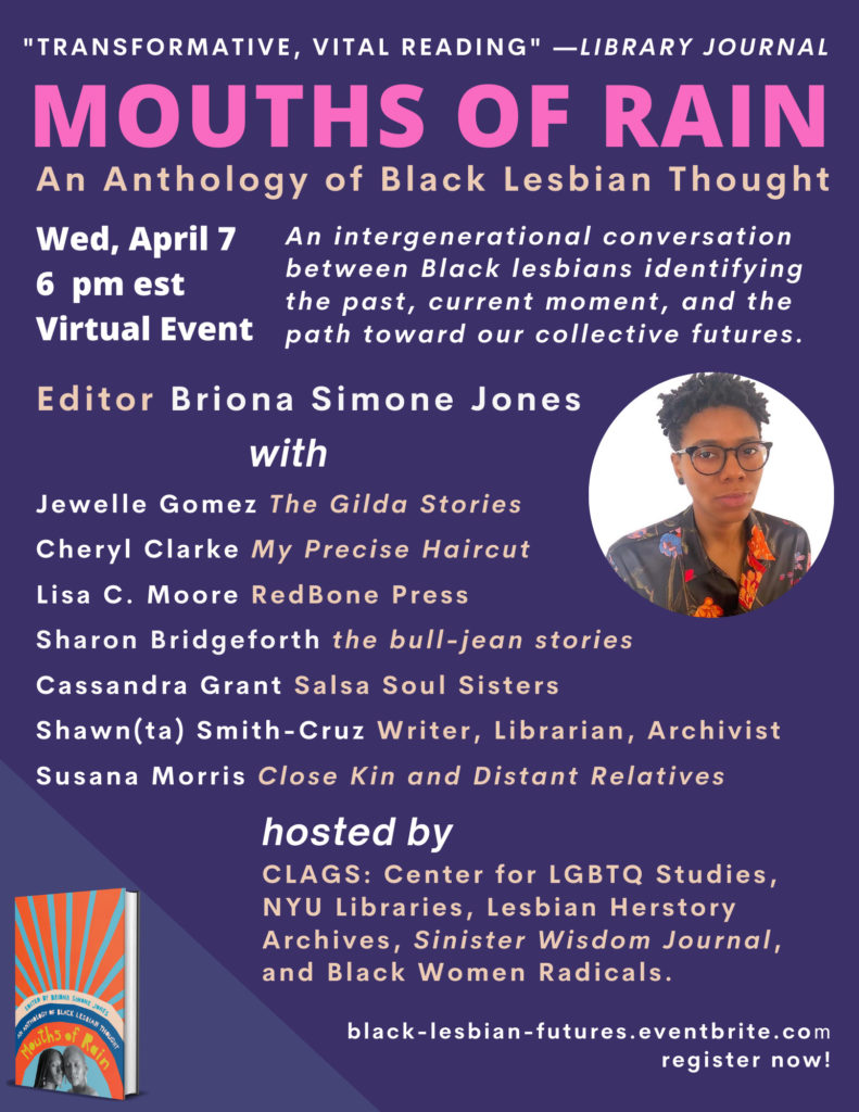 Flyer of Black Lesbian Futures event in purple background